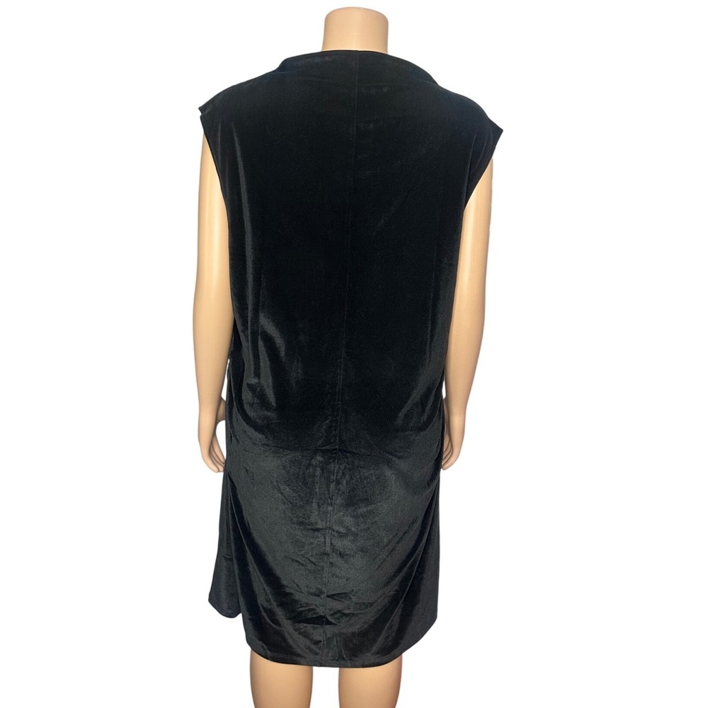 A New Day Dress Women's Sleeveless Midi Mock Neck Ruched Velvet Dress Size 2X - Picture 3 of 10
